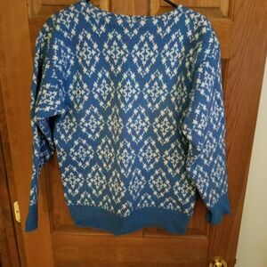 Vintage Blue and White Patterned Sweater - Woolrich